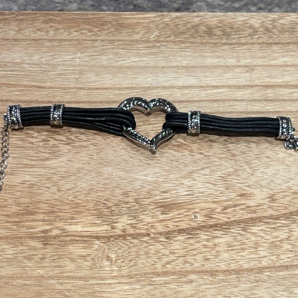 Black Heart Bracelet with Silver Accents